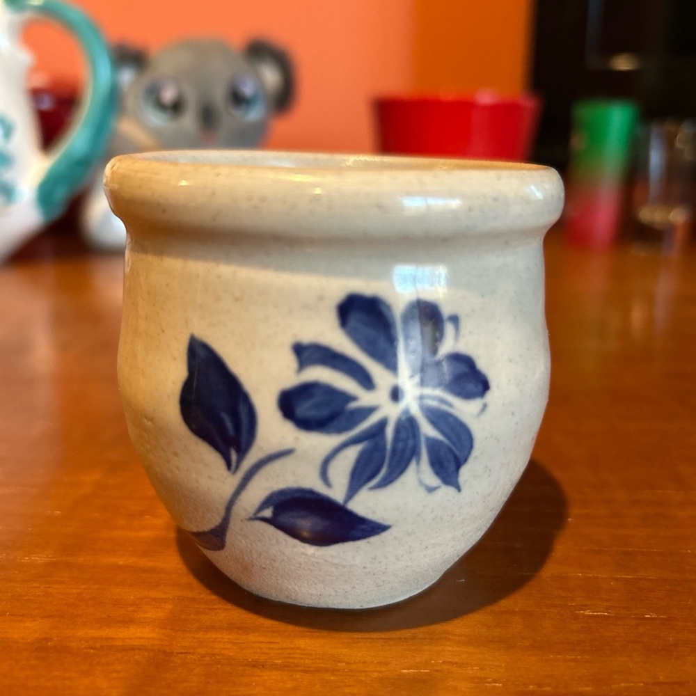Vintage Salt Glaze floral Stoneware Miniature Pottery Vase Pot Marked 1933?